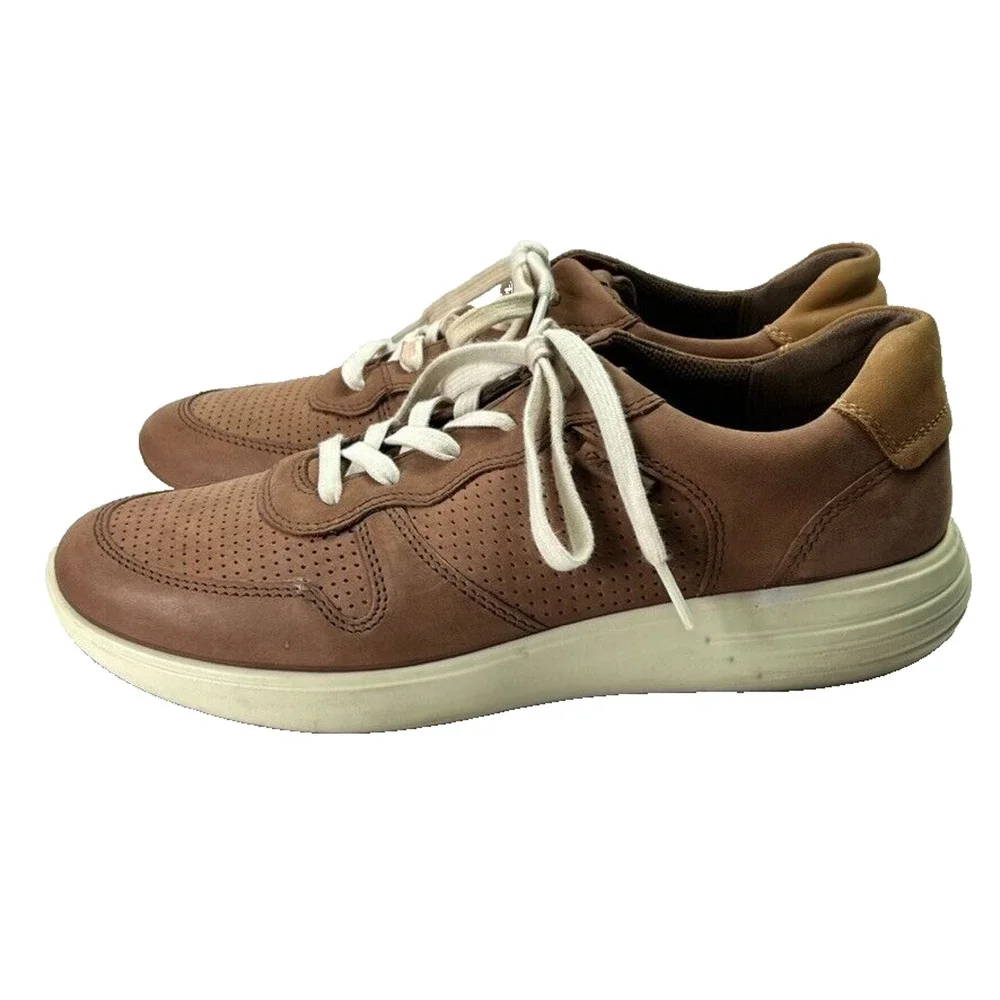 ECCO Sneakers Men's Size 8 Brown Nubuck Leather Breathable Perforated 7 Runner